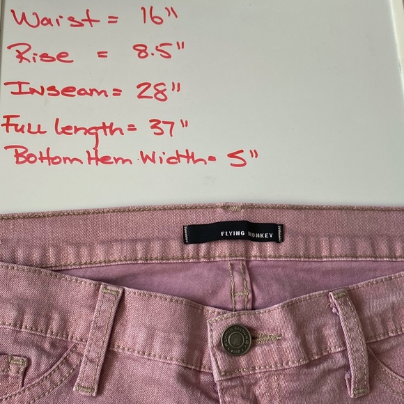 Flying Monkey Anthropologie Women's Sz 31 X28 Pink Glitter Skinny Pants - Picture 14 of 15
